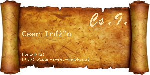 Cser Irén névjegykártya